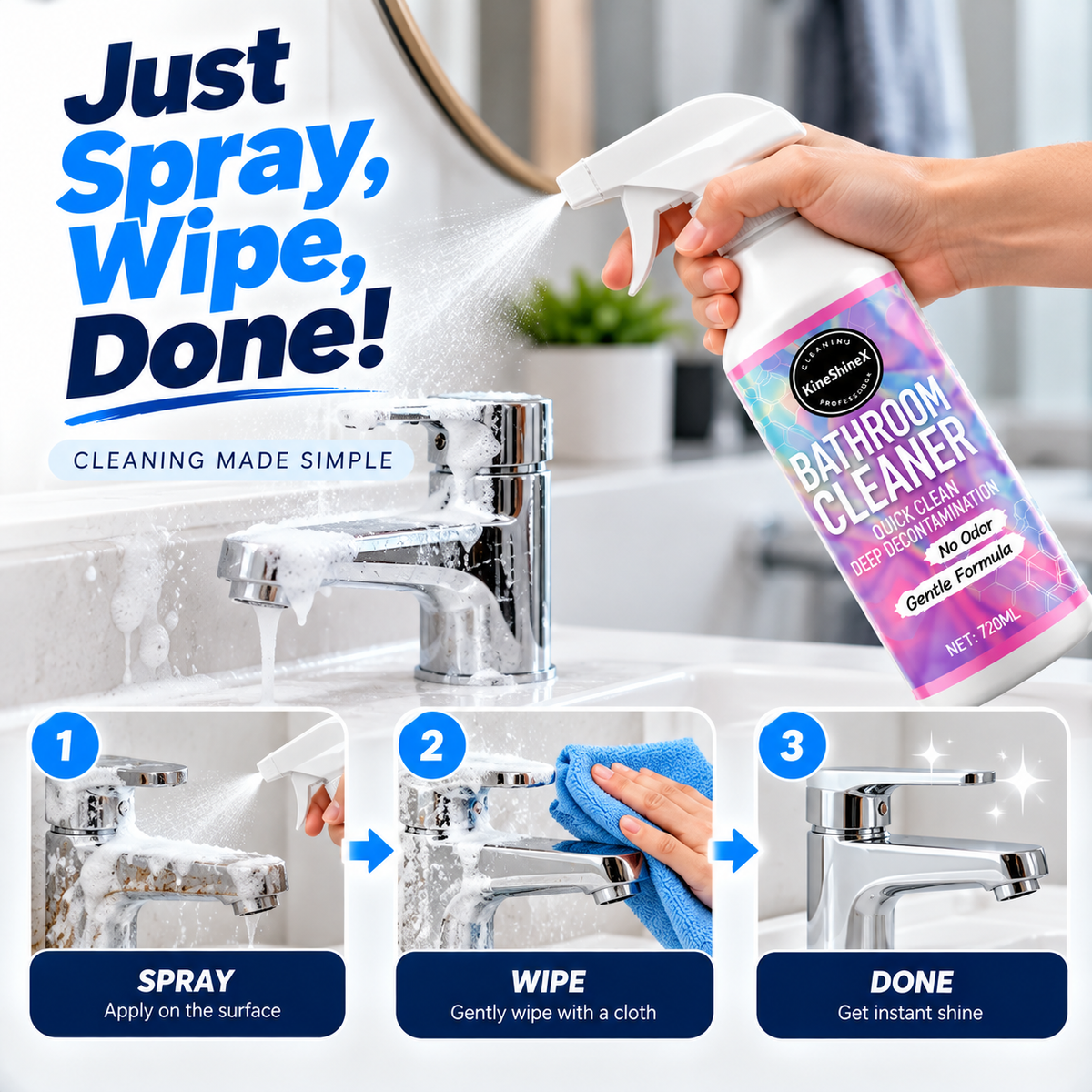 Bathroom Cleaning Spray | Multifunctional, effortless clean for tiles, glass & more