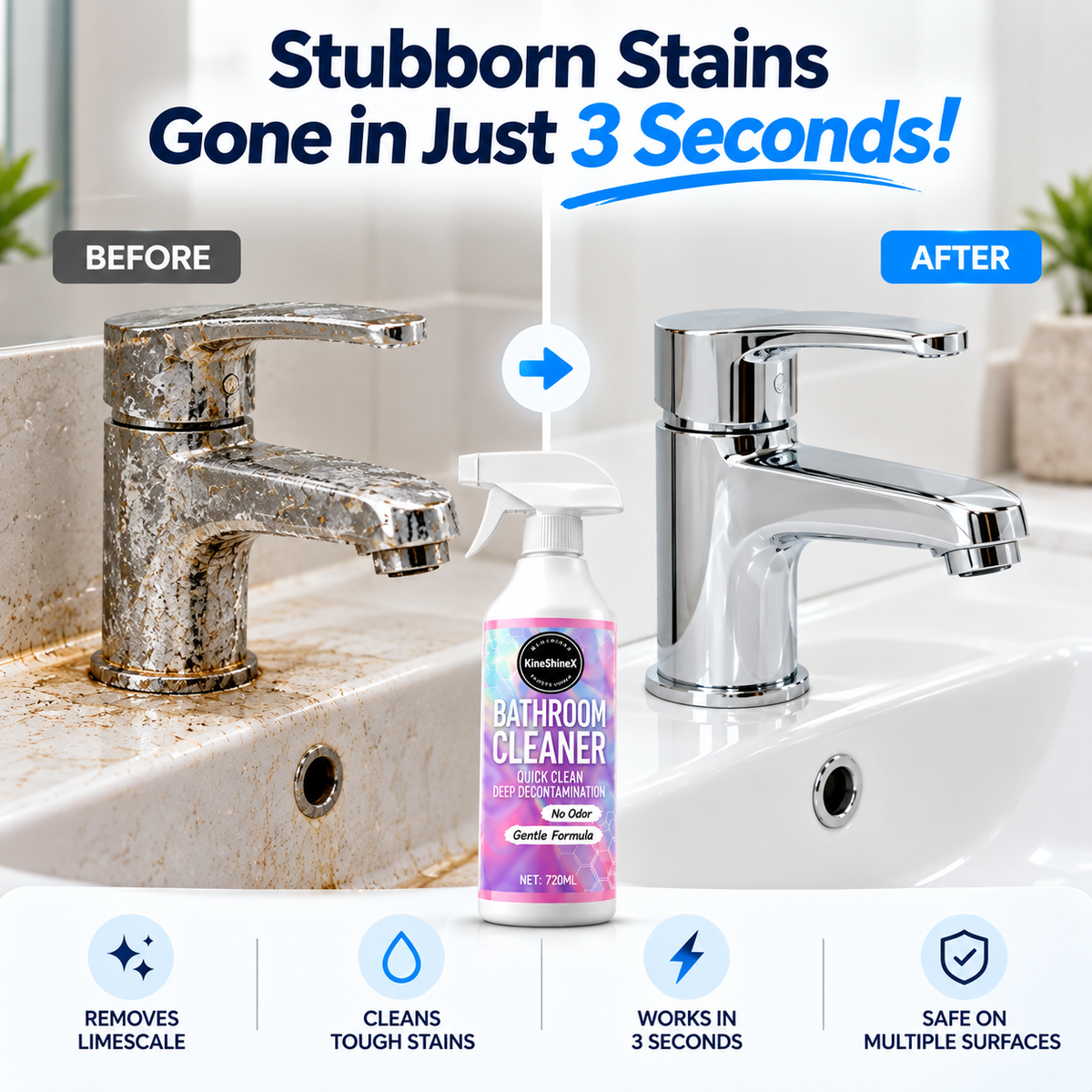 Bathroom Cleaning Spray | Multifunctional, effortless clean for tiles, glass & more