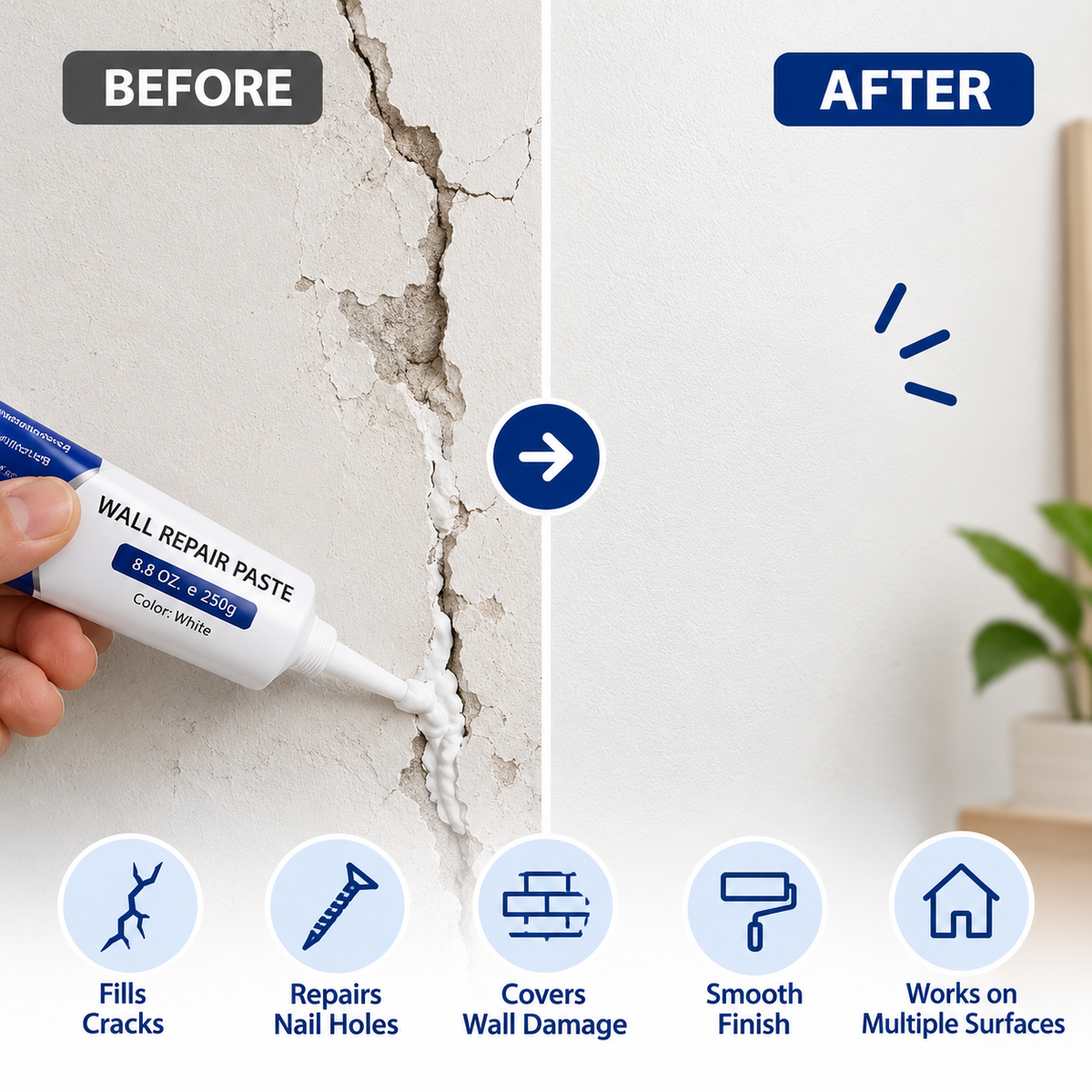 All-in-One Drywall Repair Paste Kit with Scraper & Sanding Tool | Pack of 2