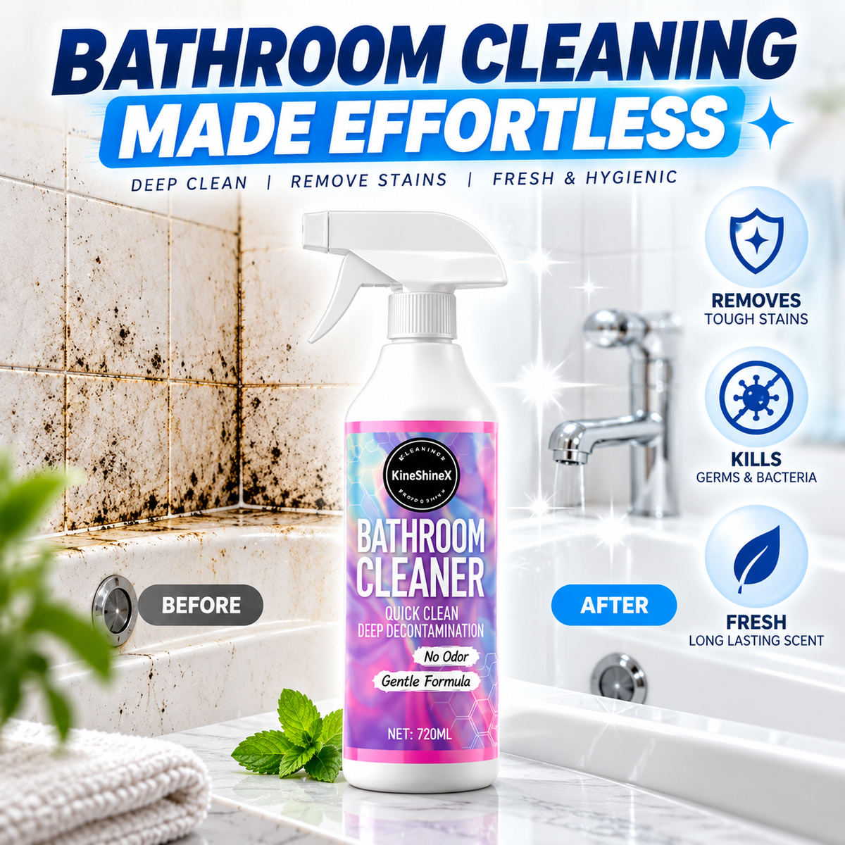 Bathroom Cleaning Spray | Multifunctional, effortless clean for tiles, glass & more
