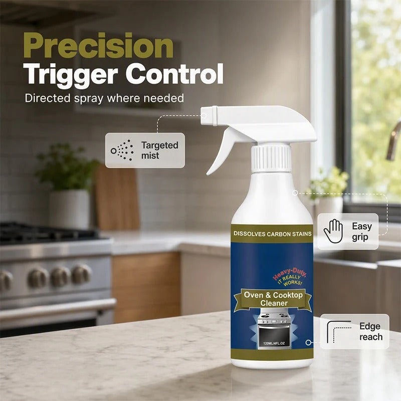 Heavy-Duty Oven & Cooktop Cleaner Spray – Powerful Grease & Burnt-On Stain Remover ✨