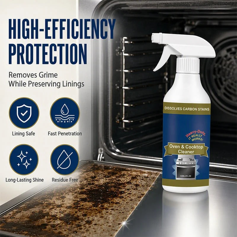 Heavy-Duty Oven & Cooktop Cleaner Spray – Powerful Grease & Burnt-On Stain Remover ✨